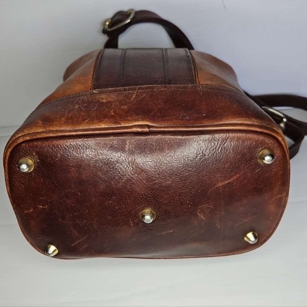 Vintage Marino Orlandi Large Leather Drawstring Bucket Tote Bag Authentic Design - Picture 10 of 14